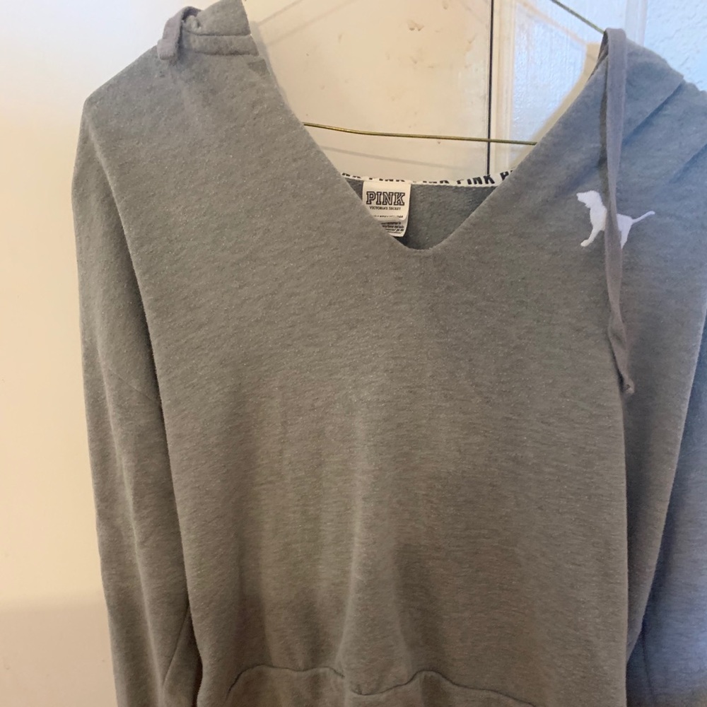 Gray hooded sweatshirt